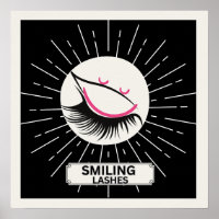 Smiling Lashes Modern Minimalist Pink Black Lash T