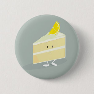 Smiling lemon cake slice 6 cm round badge
