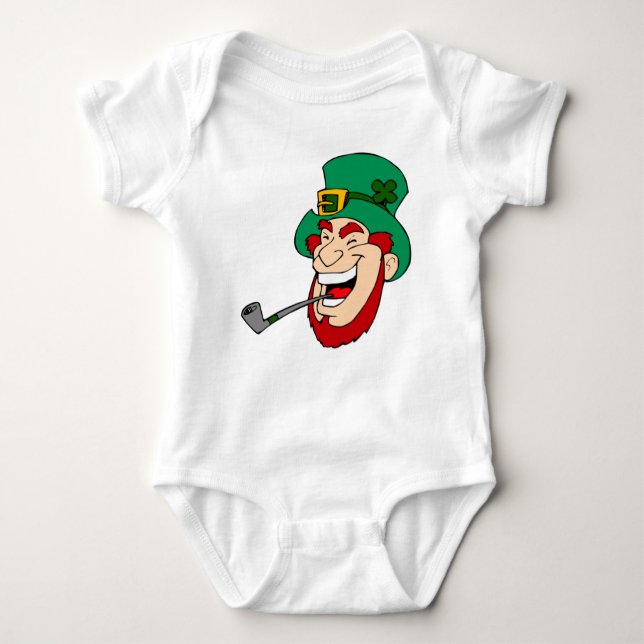 Smiling Leprechaun St. Patrick's Day Baby Bodysuit (Front)