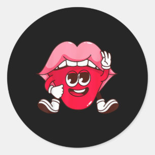 Smiling Lips Cartoon Valentine's Day Teens Casual  Classic Round Sticker