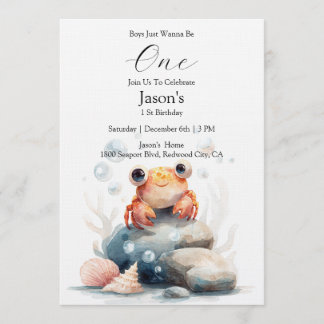 Smiling Little Crab by the Seashore Invitation