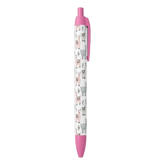 Smiling Llamas Pattern Black Ink Pen (Bottom (Vertical))