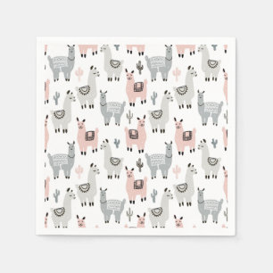 Smiling Llamas Pattern Napkin