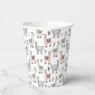 Smiling Llamas Pattern Paper Cups
