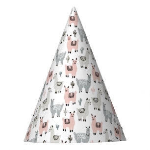 Smiling Llamas Pattern Party Hat