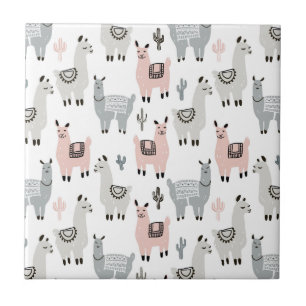 Smiling Llamas Pattern Tile