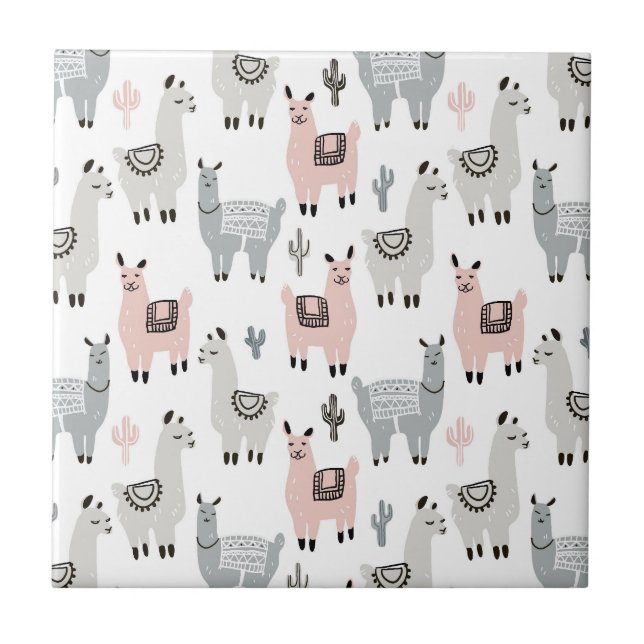 Smiling Llamas Pattern Tile (Front)
