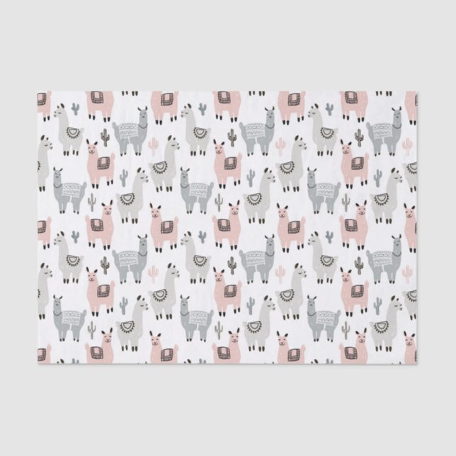 Smiling Llamas Pattern Tissue Paper (Front)