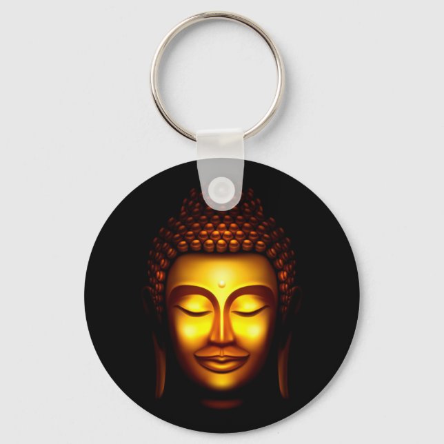 Smiling Lord Buddha Gold and Black Key Ring (Front)