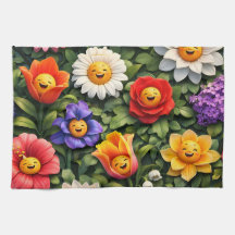 Smiling meow whimsical happy flower tea