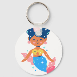 Smiling mermaid princess key ring