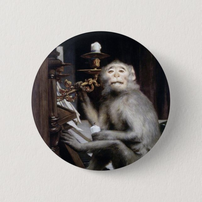 Smiling Monkey 6 Cm Round Badge (Front)
