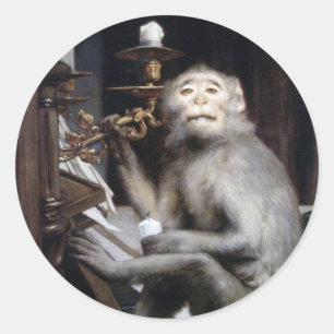 Smiling Monkey Classic Round Sticker