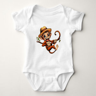 Smiling monkey on a branch baby bodysuit