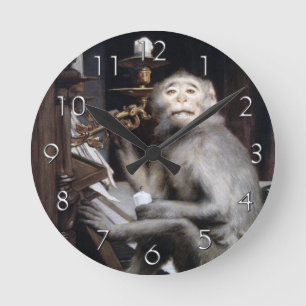 Smiling Monkey Round Clock