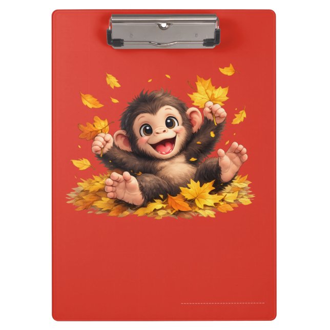 Smiling Monkey with Big Eyes Playful Tropical  Clipboard (Front)