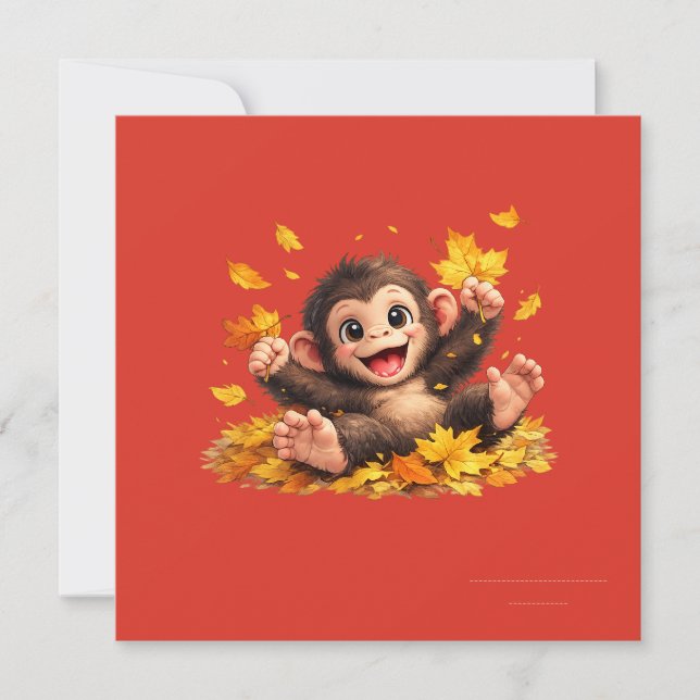 Smiling Monkey with Big Eyes Playful Tropical  Invitation (Front)