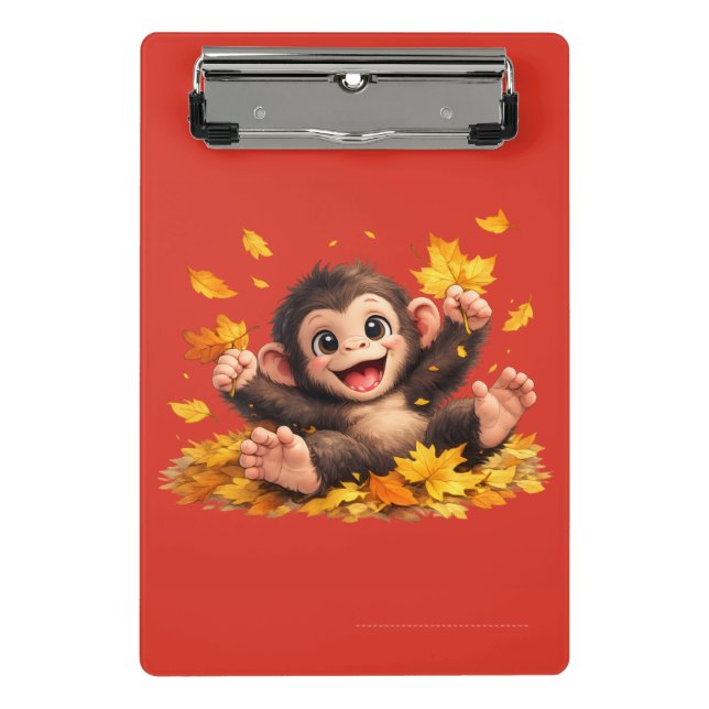 Smiling Monkey with Big Eyes Playful Tropical  Mini Clipboard (Front)