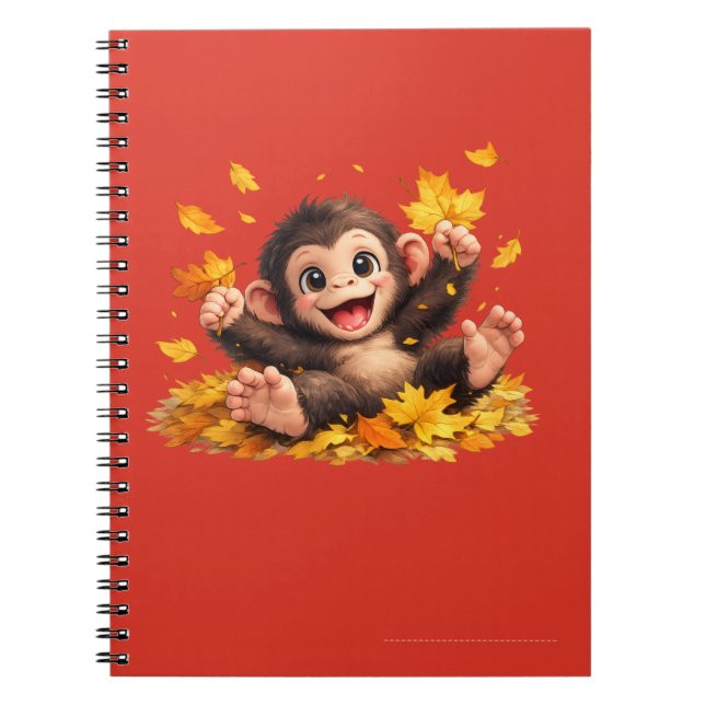 Smiling Monkey with Big Eyes Playful Tropical  Notebook (Front)