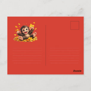 Smiling Monkey with Big Eyes Playful Tropical Postcard