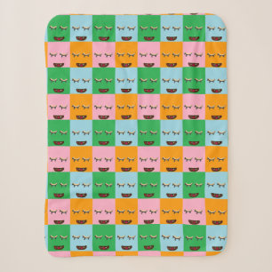 Smiling monster block faces sherpa blanket