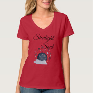 smiling moon with stars joyful dreamy night women T-Shirt