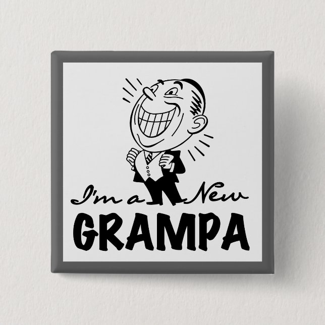 Smiling New Grampa T-shirts and Gifts 15 Cm Square Badge (Front)