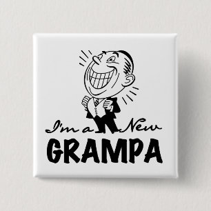 Smiling New Grampa T-shirts and Gifts 15 Cm Square Badge
