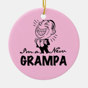 Smiling New Grampa T-shirts and Gifts Ceramic Tree Decoration