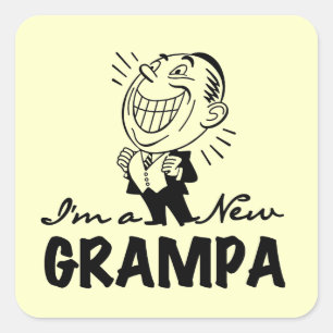 Smiling New Grampa T-shirts and Gifts Square Sticker