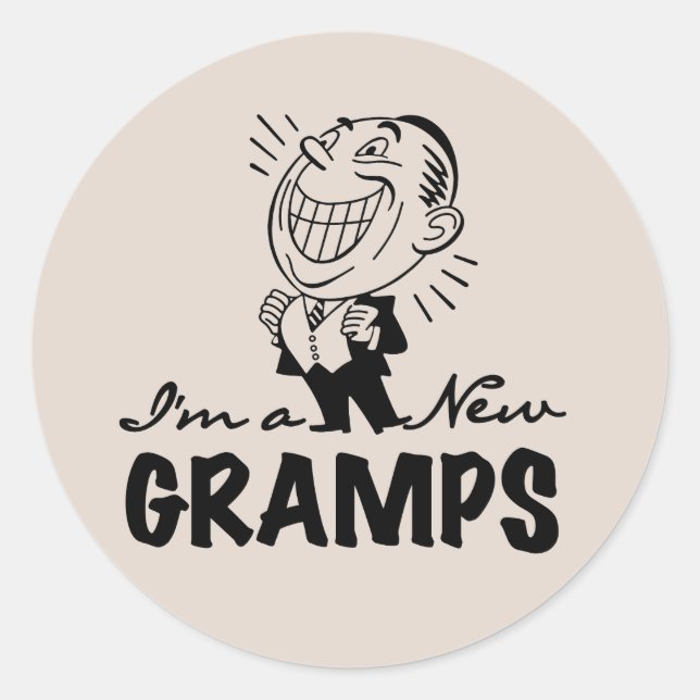 Smiling New Gramps T-shirts and Gifts Classic Round Sticker (Front)