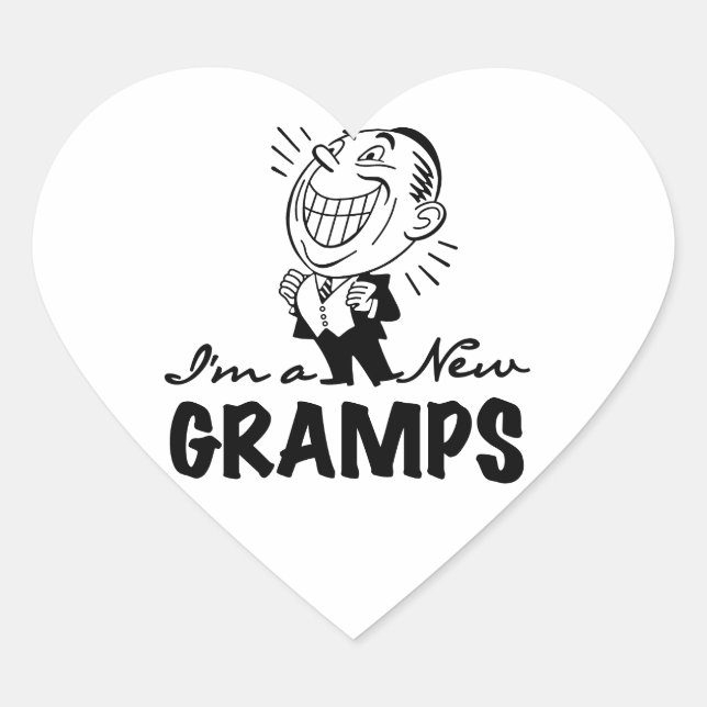 Smiling New Gramps T-shirts and Gifts Heart Sticker (Front)