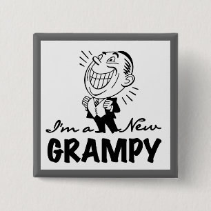 Smiling New Grampy T-shirts and Gifts 15 Cm Square Badge