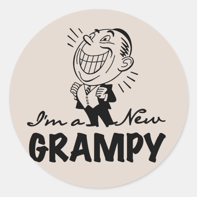 Smiling New Grampy T-shirts and Gifts Classic Round Sticker (Front)