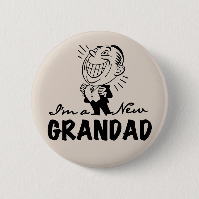 Smiling New Grandad T-shirts and Gifts 6 Cm Round Badge (Front)