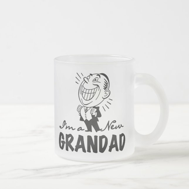 Smiling New Grandad T-shirts and Gifts Frosted Glass Coffee Mug (Right)