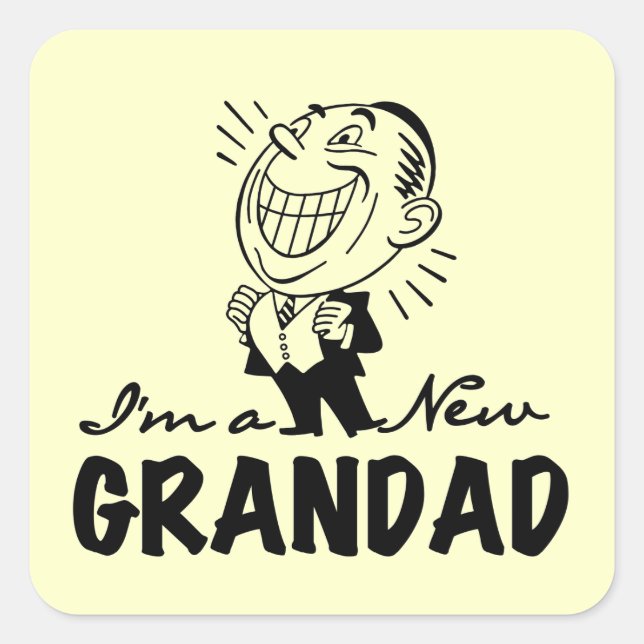 Smiling New Grandad T-shirts and Gifts Square Sticker (Front)
