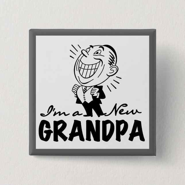 Smiling New Grandpa T-shirts and Gifts 15 Cm Square Badge (Front)