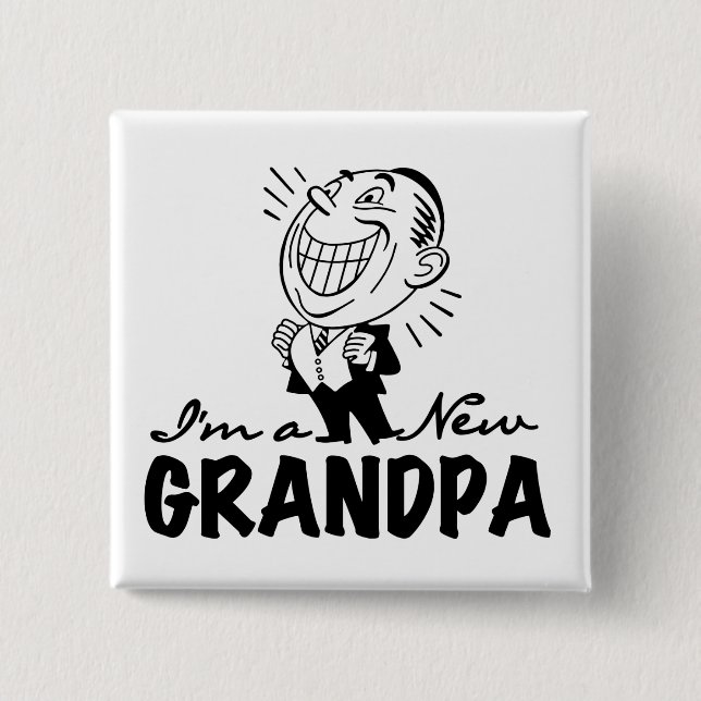 Smiling New Grandpa T-shirts and Gifts 15 Cm Square Badge (Front)