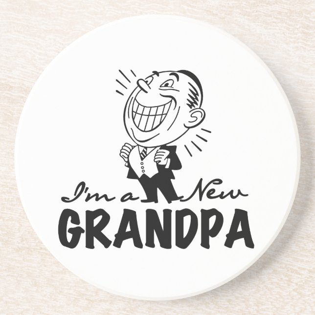 Smiling New Grandpa T-shirts and Gifts Coaster (Front)