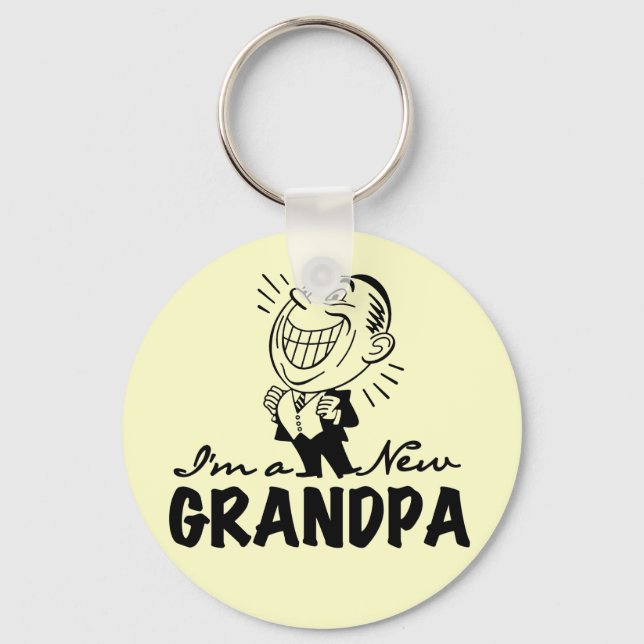 Smiling New Grandpa T-shirts and Gifts Key Ring (Front)