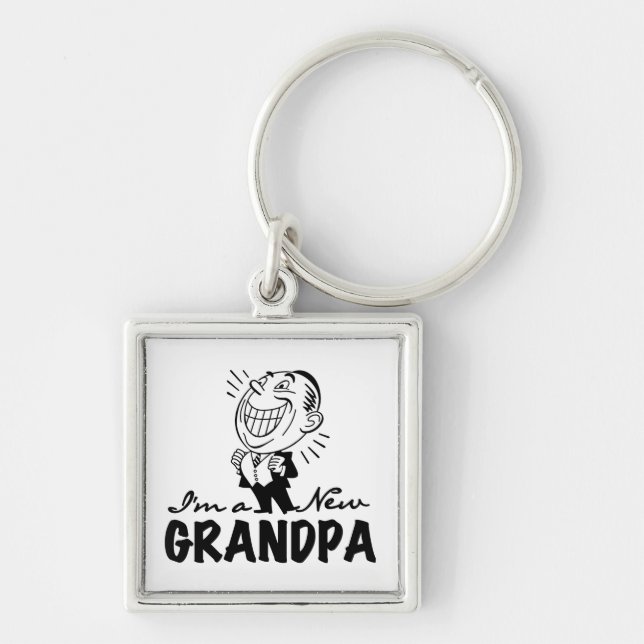 Smiling New Grandpa T-shirts and Gifts Key Ring (Front)