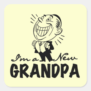 Smiling New Grandpa T-shirts and Gifts Square Sticker