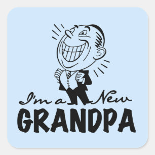 Smiling New Grandpa T-shirts and Gifts Square Sticker