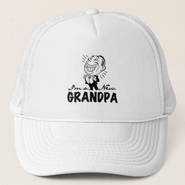 Smiling New Grandpa T-shirts and Gifts Trucker Hat (Front)