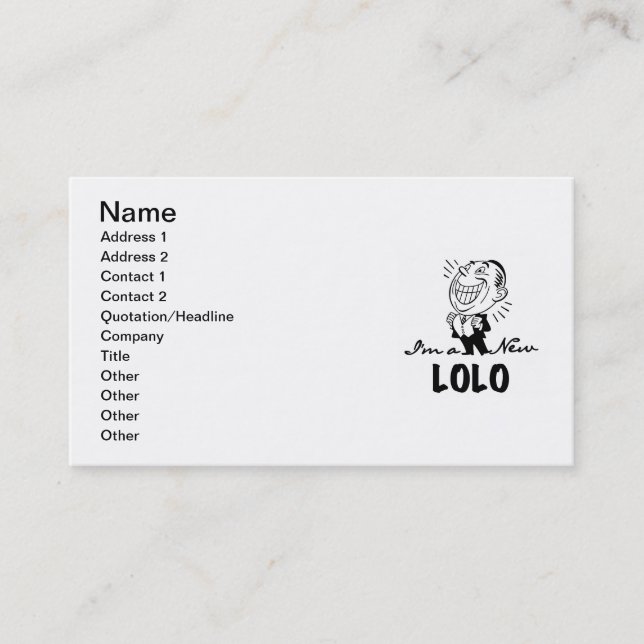 Smiling New Lolo T-shirts and Gifts Business Card (Front)