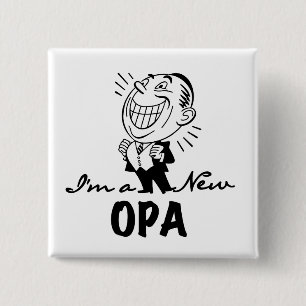 Smiling New Opa T-shirts and Gifts 15 Cm Square Badge