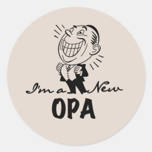Smiling New Opa T-shirts and Gifts Classic Round Sticker