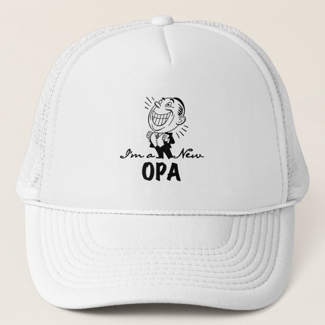 Smiling New Opa T-shirts and Gifts Trucker Hat (Front)