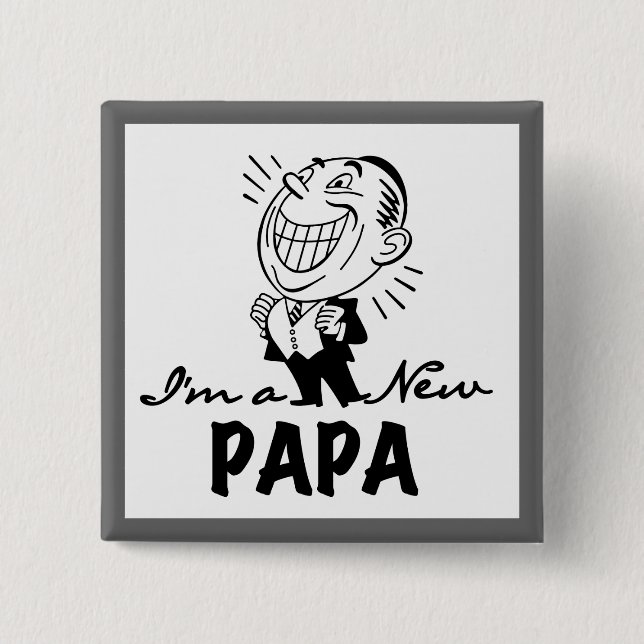 Smiling New Papa T-shirts and Gifts 15 Cm Square Badge (Front)